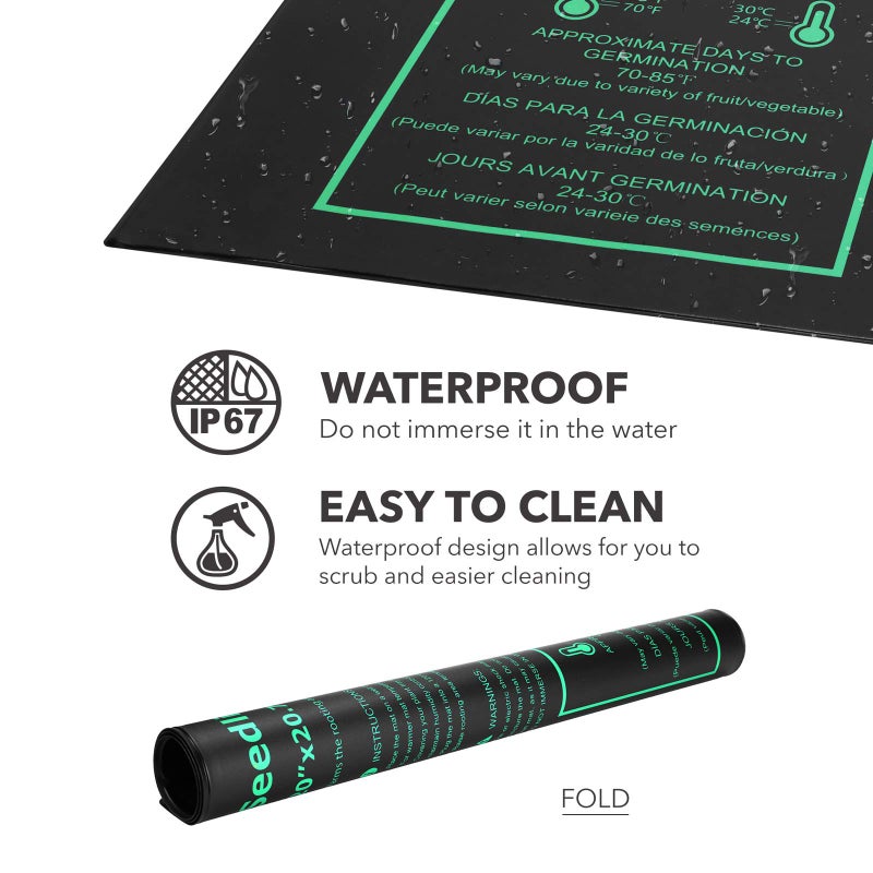BN-LINK Seedling Heat Mat Warm Hydroponic Heating Pad Waterproof 20" x 20.75" for Seed Starting Greenhouse and Germination - Image 2